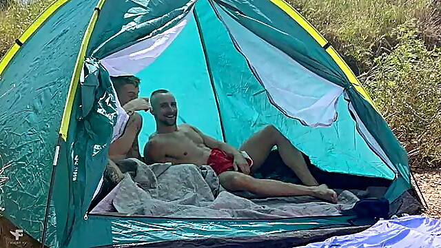 Guys have passionate sex on the beach with a married couple