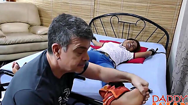 Mature gay perv rams his long johnson in the Asian twink ass