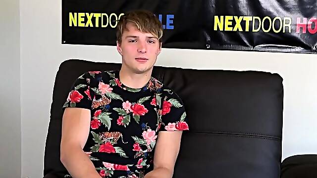 Casting athletic stud solo jerking off