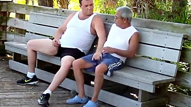 Mature Gay Couple Has Interracial Bareback Sex Outdoors