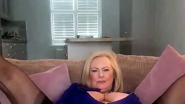 Sexy Blonde Babe With Big Boobs Strips Bra