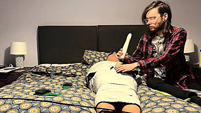 Subs Bondage Edging Surprise For Fat Dom