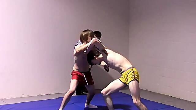 Master Watches His Subs Wrestling Naked