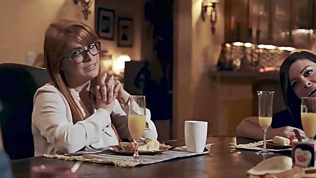 Hardcore rimming and pussy licking during breakfast by Serene Siren and blonde Charlotte Stokely