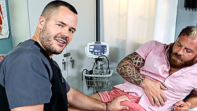 Russian male doctor fucks hairy mature in the ass during the checkup