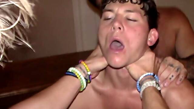 Group gangbang with a real slutty bottom