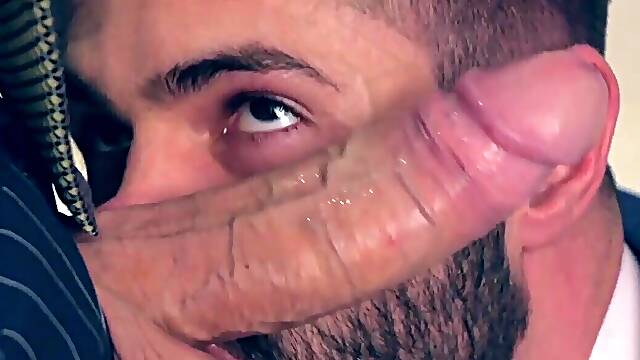 Deepthroating his huge cock and eating out his asshole