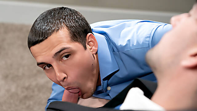 Office slut and her two assistants are enjoying loud bi-sexual threesome sex