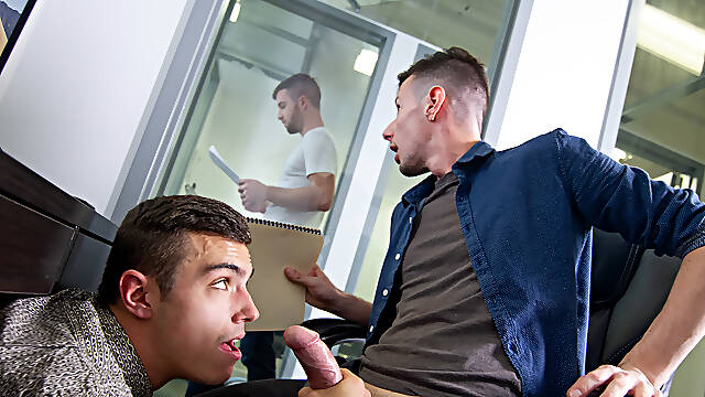 Office sex for the nympho sluts Sean Peek and Eddie Rabbit