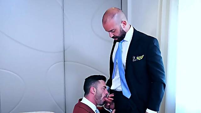 Special treat for the cock sucking office male in hotel room XXX