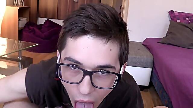 Nerdy boy reveals his slutty side in homemade POV moments