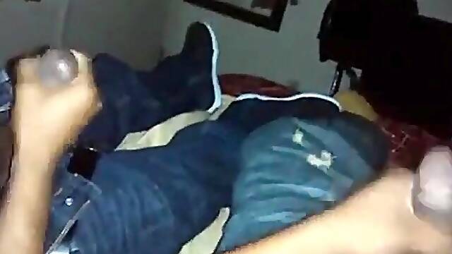 Str8 buddies jerking together watching porn