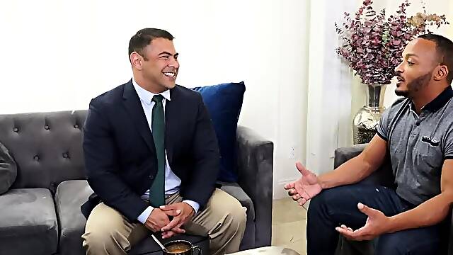 Mesmerized Ebony hunk fucks coworker on coffee pause