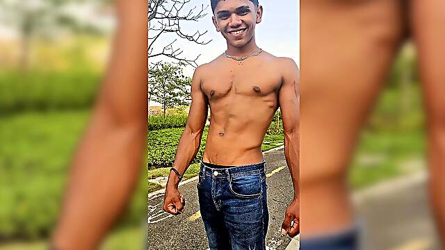 Super cute latino boy with abs and big dick