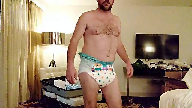 Massive butt plug in diaper for Daddy