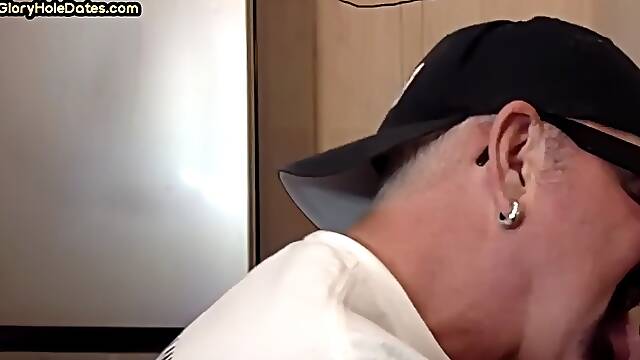 Gloryhole lover giving brain and tickles with his moustache