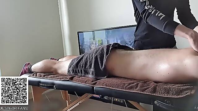 British Hairy Twink Receives First Erotic Massage Happy Ending