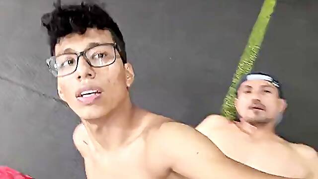 Colombian gay boy gets fucked in the gym by his trainer