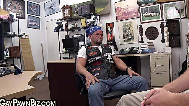 Mature gaypawn gets fucked in office POV by lucky owner