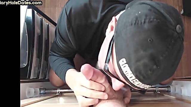 Real gloryhole lover sucks BFs dick till cum in mouth