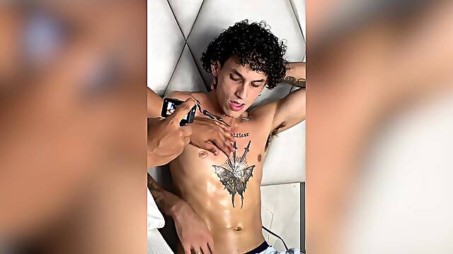 Latino Muscle Boy Big Dick Handjob