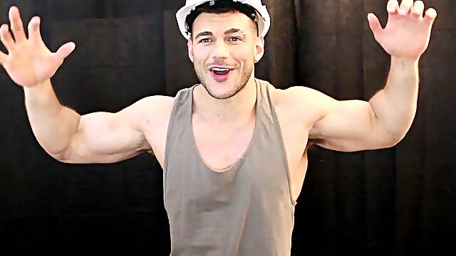 Oiled up muscle removal man does your errands for cash