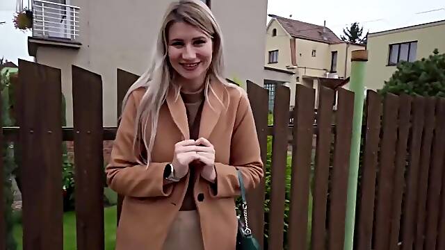 Blonde Marsianna Amoon Flashes Her Small Tits In Public And Takes Money For The Sex