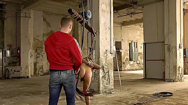 Tied up twink slapped and whipped before rough anal fucking