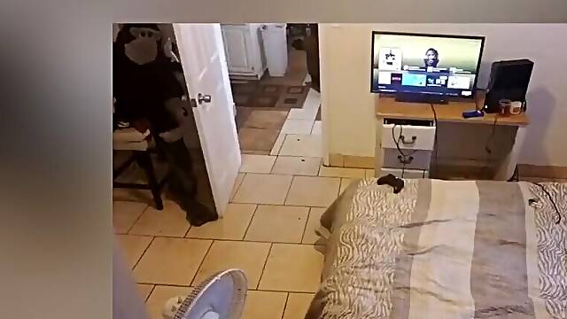 Caught fresh out the shower watching porn