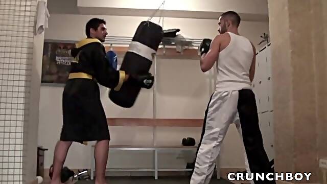 Two sportive boy sex fucking in the locker room at the sport - CrunchBoy