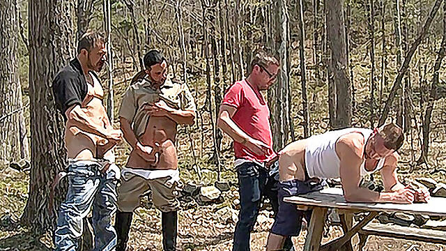 Tourist Gangbang In The Woods - Hans Berlin, Andrew Fitch, Max Sargent & Trevor Knight