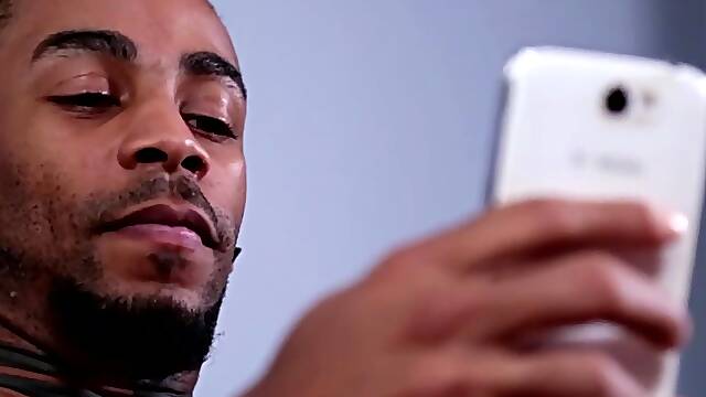 Hung tattooed ebony jock wanks his bigcock