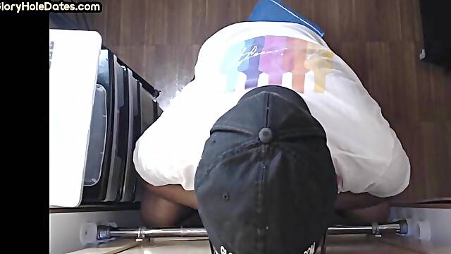 Real gloryhole gaydaddy gets hungry for cock in private BJ