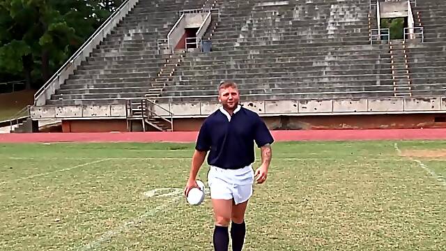 Footballers fuck in lockerroom before bukkake