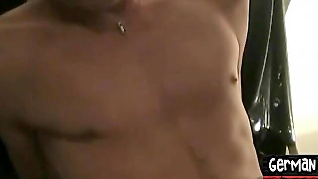 Amateur German bottom barebacked in 3some after blowjob