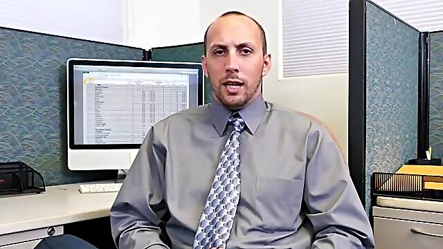 Harassed office stud facialized in trio