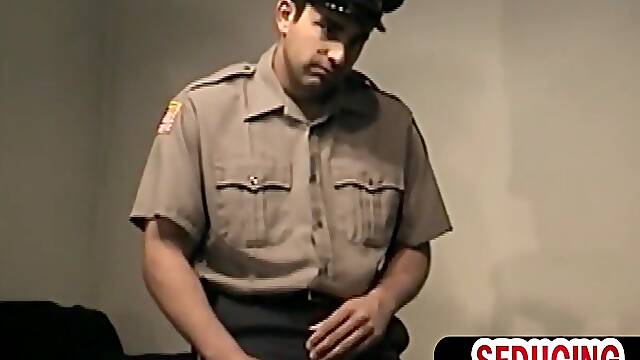 Sturdy straight cop cock sucked and tugged by mature