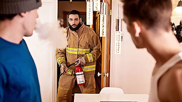False alarmed fireman fucks the silly twink - Theo Brady and Tony D'Angelo