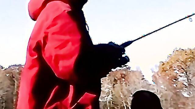 Fisherman blown by naughty daddy in the outdoors