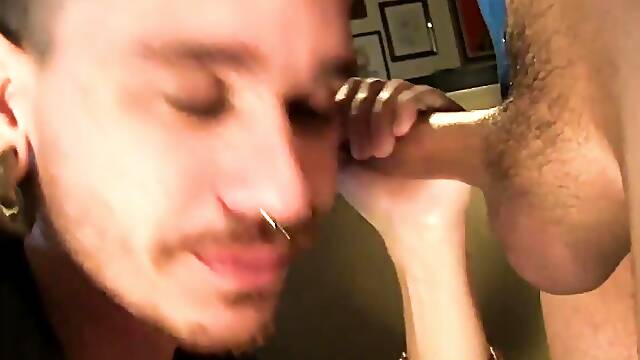 Slender punk gays jerk off after long and sloppy cocksucking