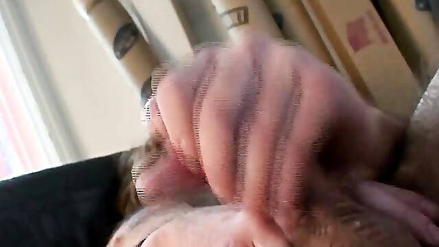 Amateur punk rock stud with long hair solo cock stroking