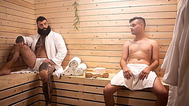 Sauna action with a twink and a bear - Markus Kage , Ryan Bailey