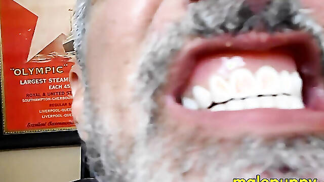 The giant daddy Richard Lennox is so disgusting with nuts stuck on his teeth