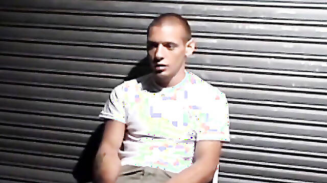Bigdick homo jerks off while handcuffed with cameraman