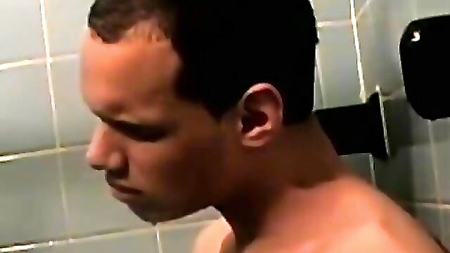 Handsome deviant masturbating passionately in bath