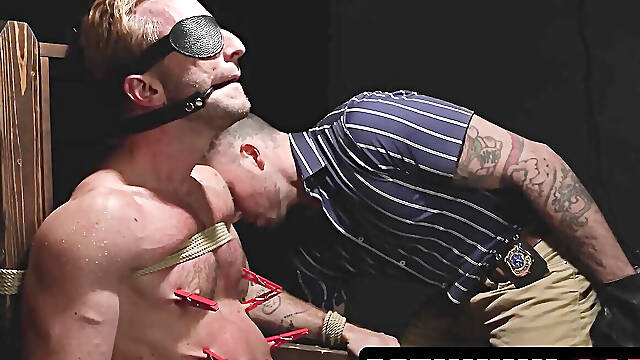 Detective Sean Duran brutally shoving dildo and cock into Jason Emre