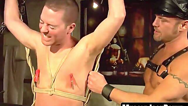 Chad Brock dominates Alans nipples & ass with his muscle and pegs