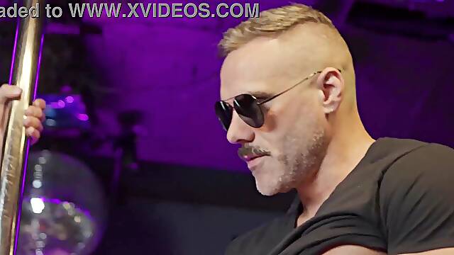 Stripper femboy Sam Ledger letting these two buff guys