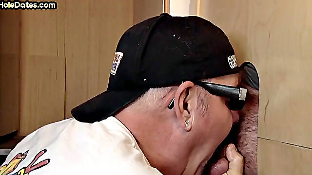 Greedy cocksucking gloryhole gets cum in mouth