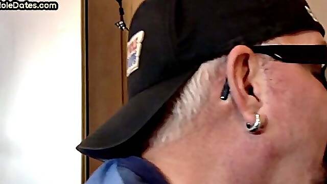 Mature gay bottom gloryhole fucked in closeup after Blowjob